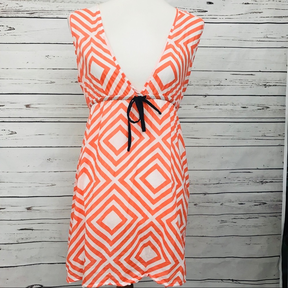 Anthropologie Orange & White Print Dress Size S